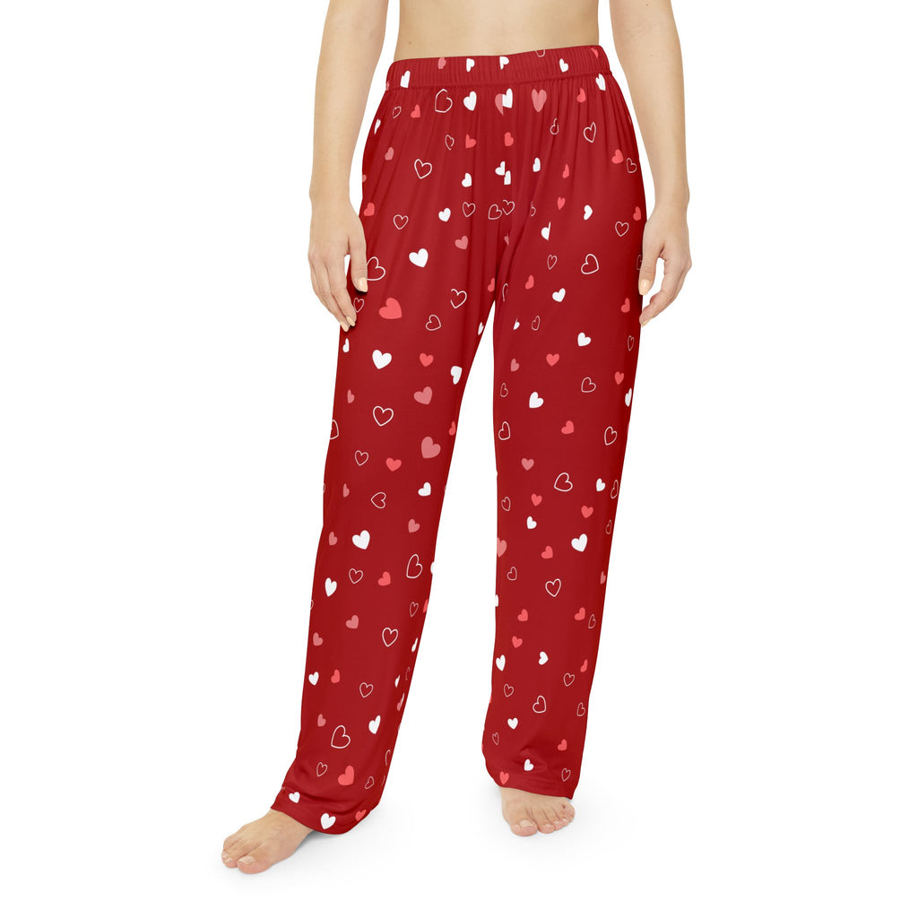 Scattered Hearts Red Pajama Pants | Valentine's Pattern Sleepwear
