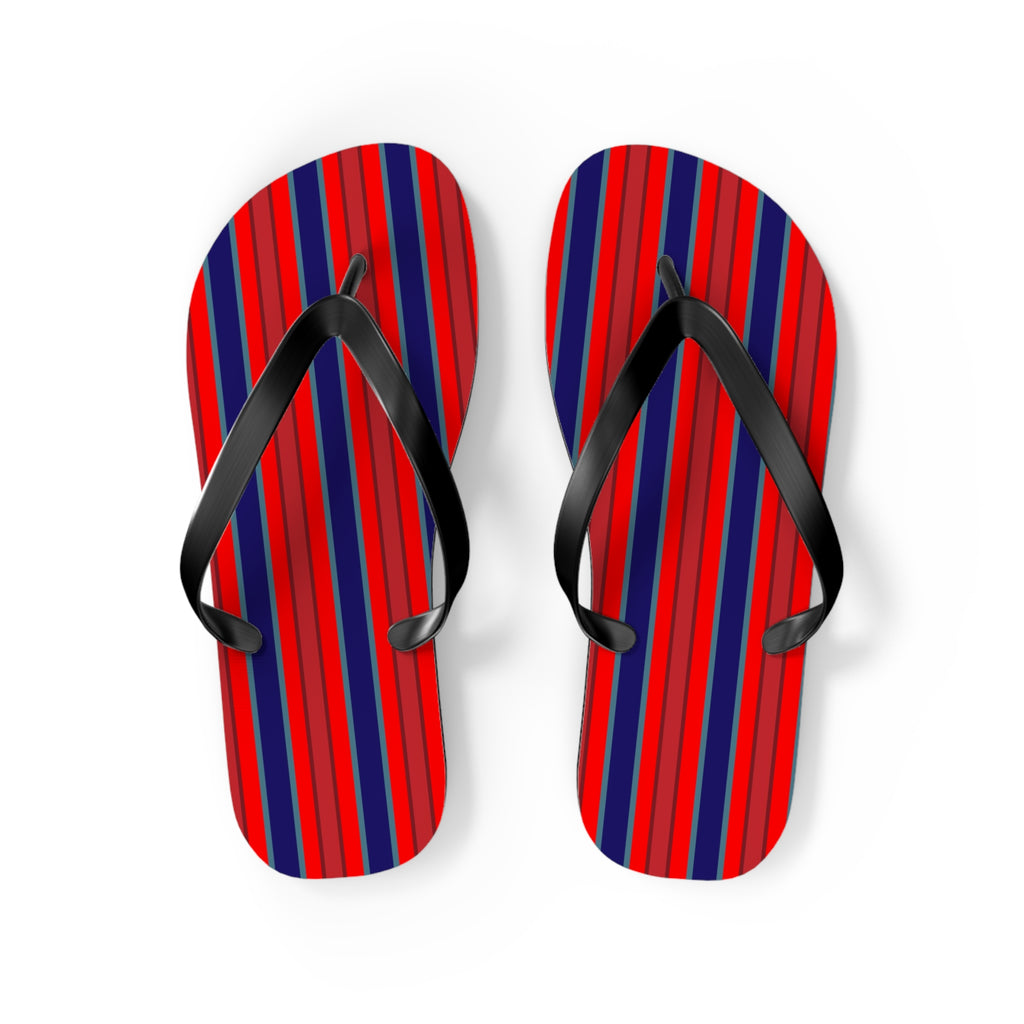 Patriotic Red & Blue Striped Flip Flops — Casual Beach Sandals