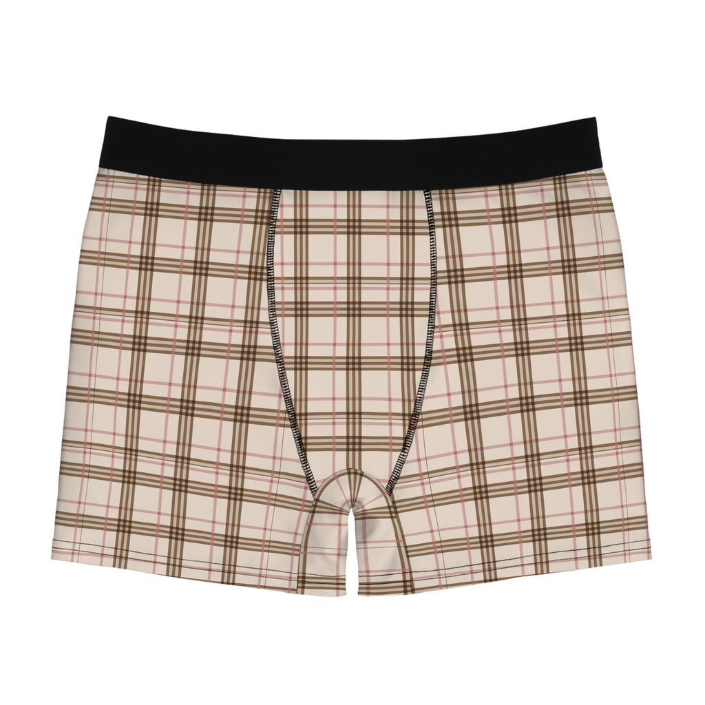 Plaid Boxer Briefs — Classic Beige Tartan Men’s Underwear