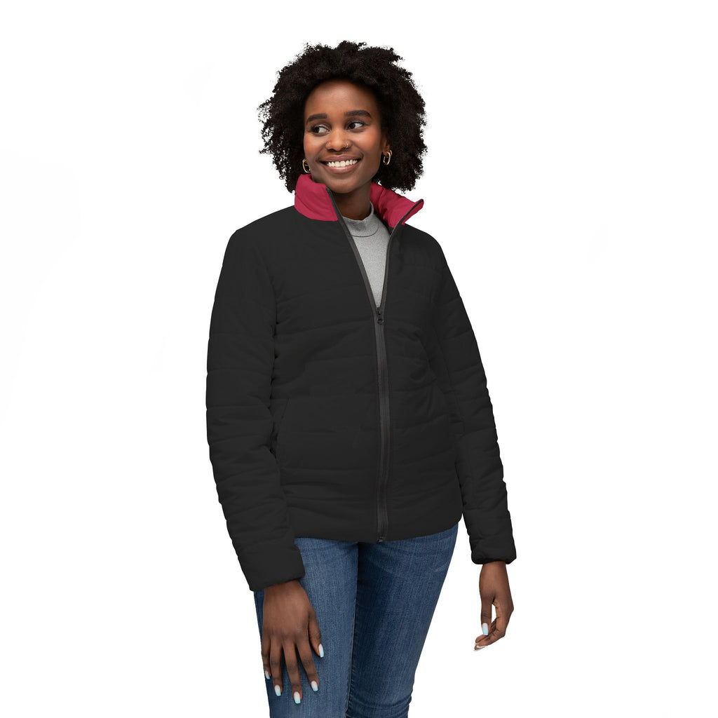 Women's Puffer Jacket - Lightweight Quilted Coat with Contrast Collar