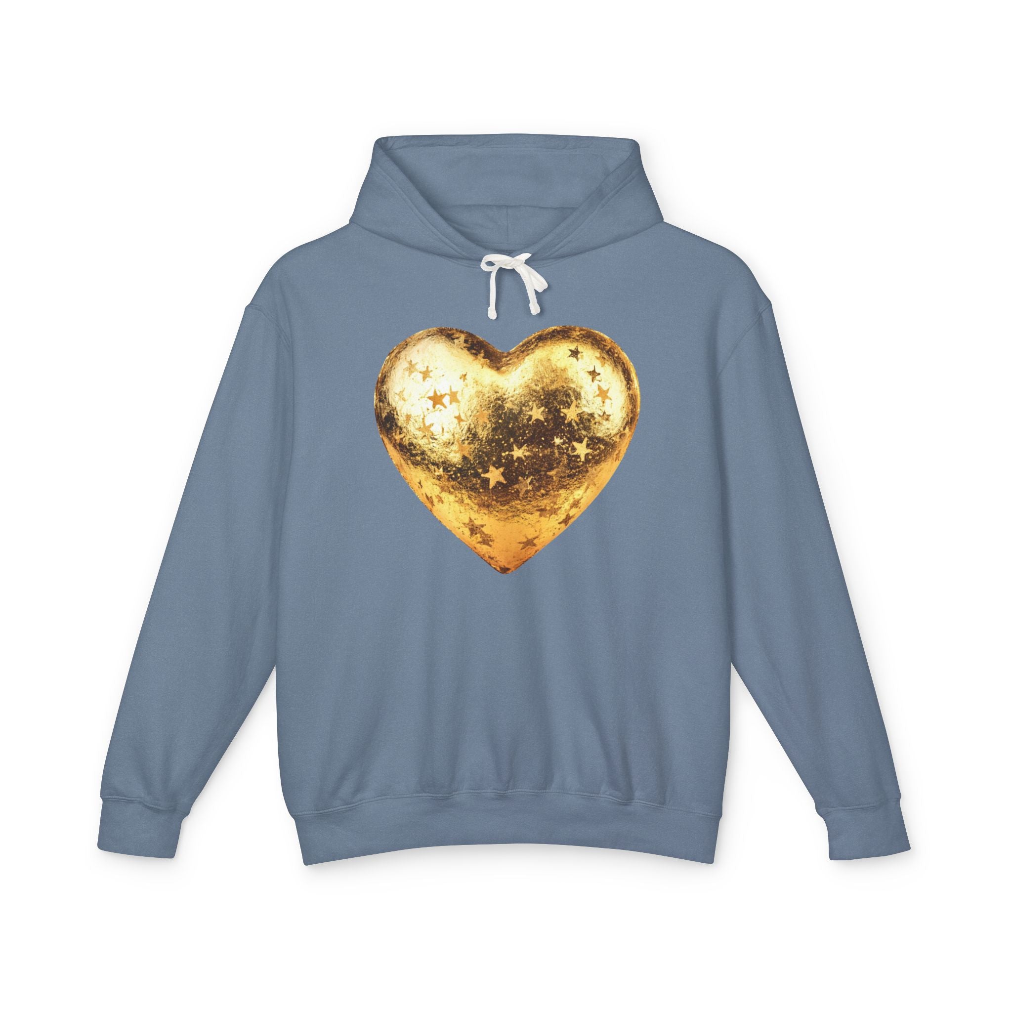 Gold Glitter Heart Hoodie | Shiny Star Pattern Sweatshirt