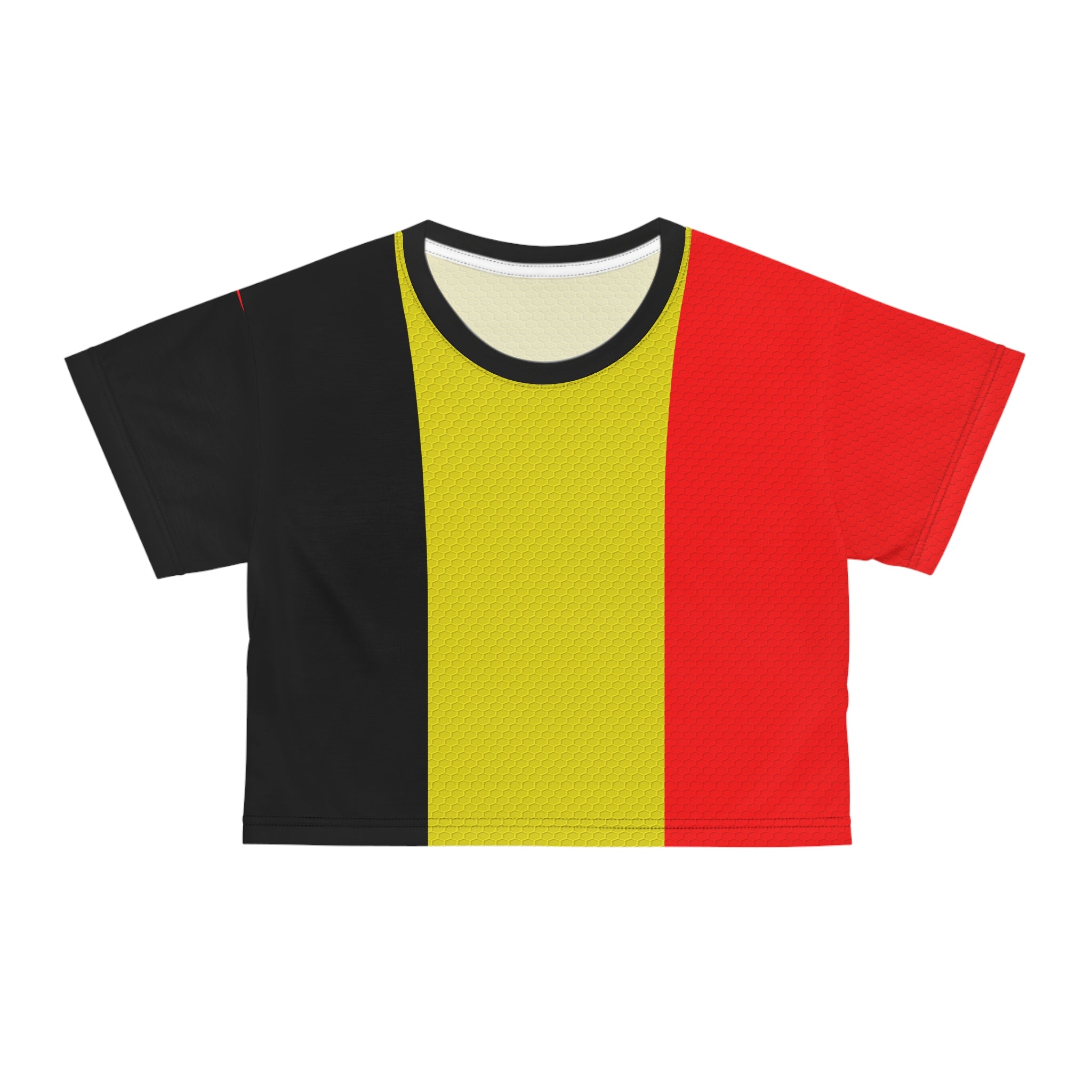 Belgium Flag Crop Tee — Women’s Red Yellow Black Pride Top