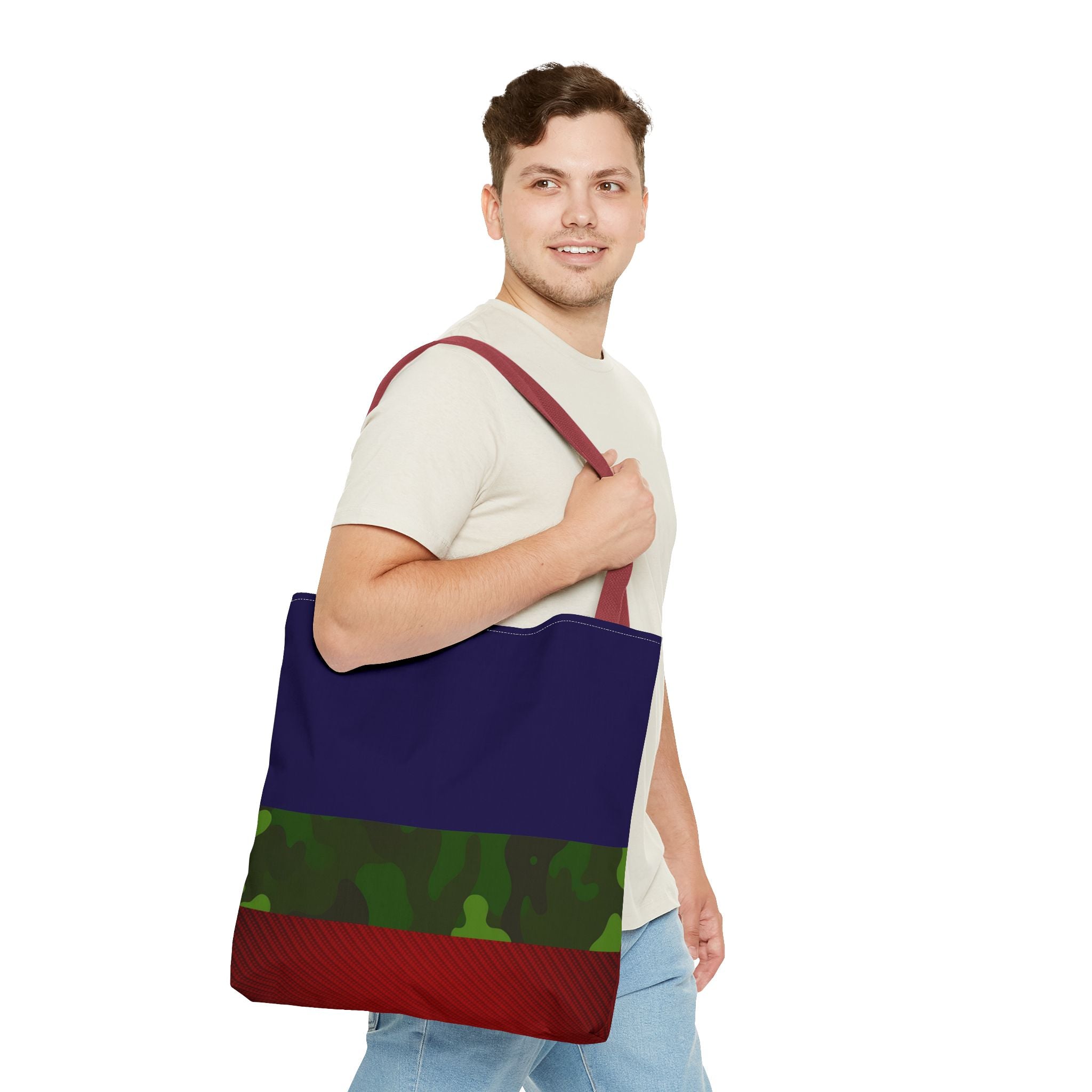 Green Camouflage Tote Bag | Blue Red Green Camo Pattern
