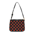 Red Heart Pattern Small Shoulder Bag | Black Crossbody Purse