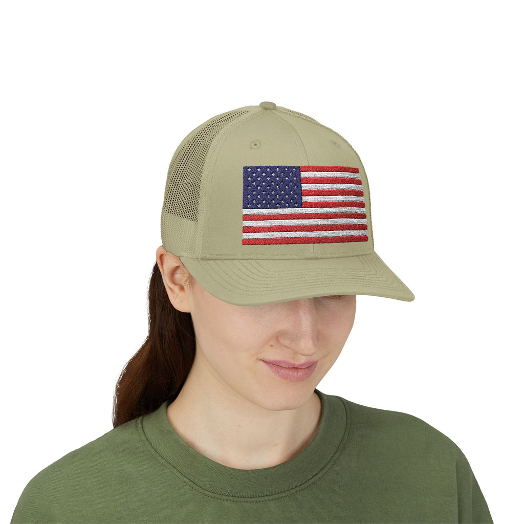 American Flag Trucker Cap — Sparkle Sequin USA Snapback