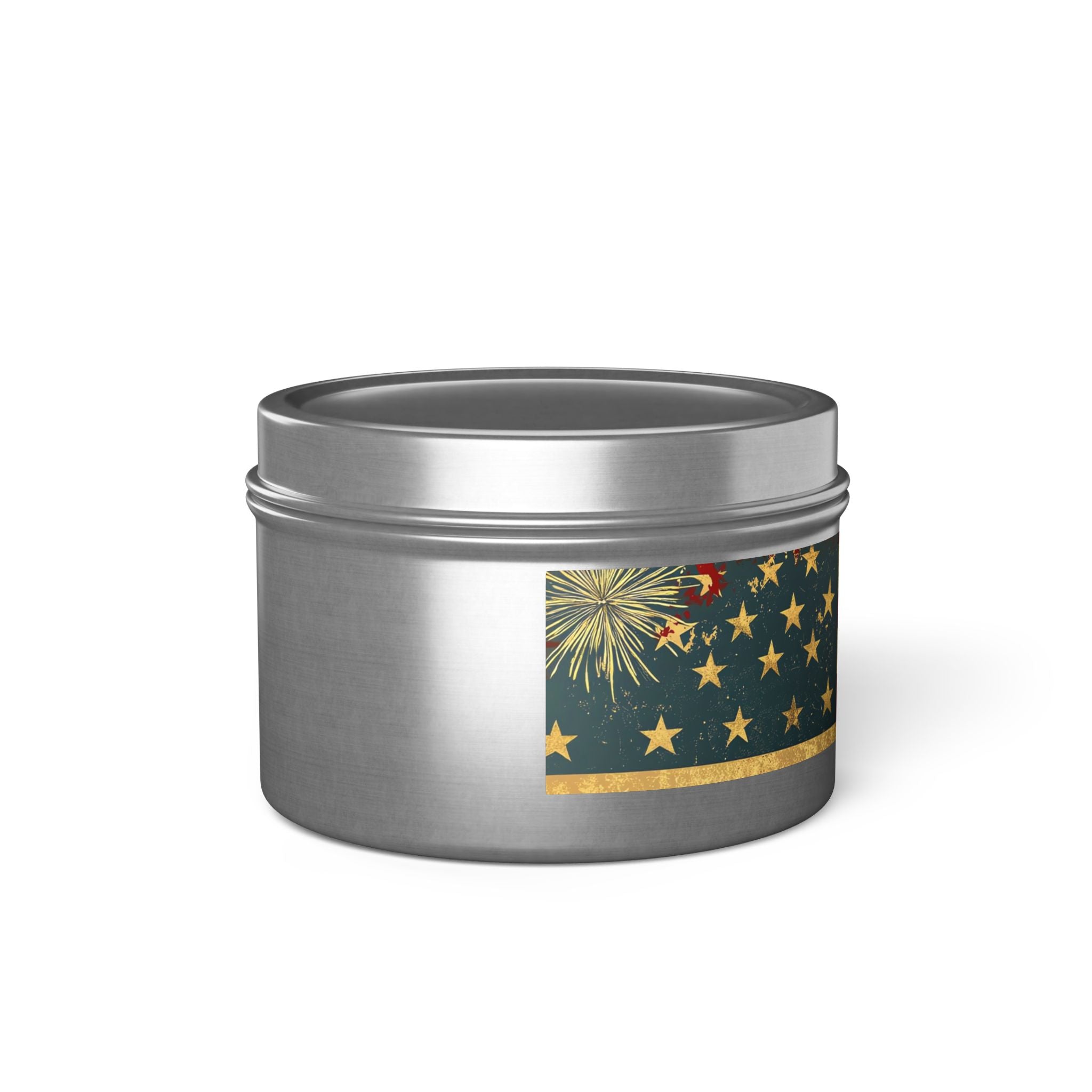 Vintage American Flag Tin Candle | Patriotic Fourth of July Stars & Stripes