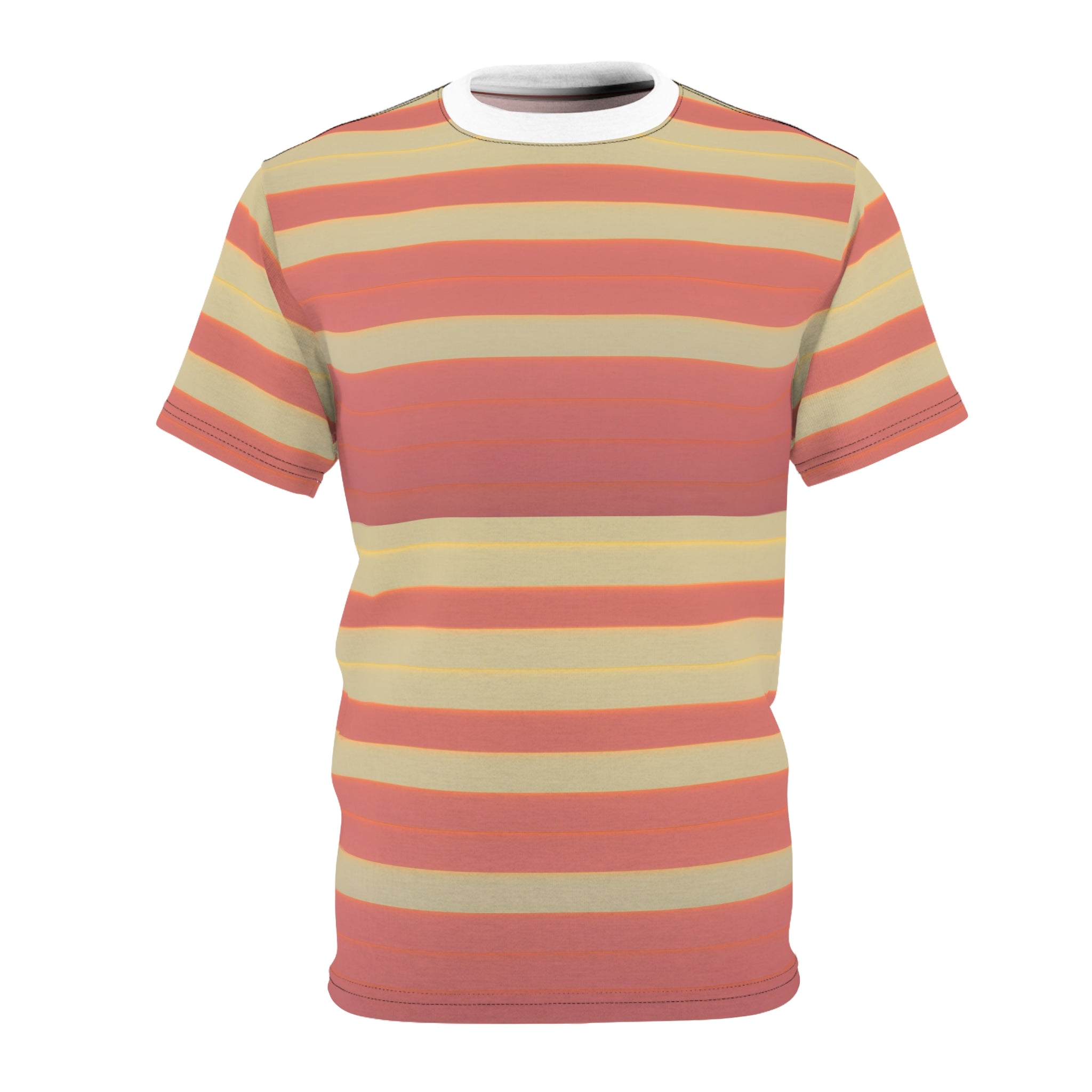 Retro Sunset Stripe Tee — All-Over Print Casual T-Shirt