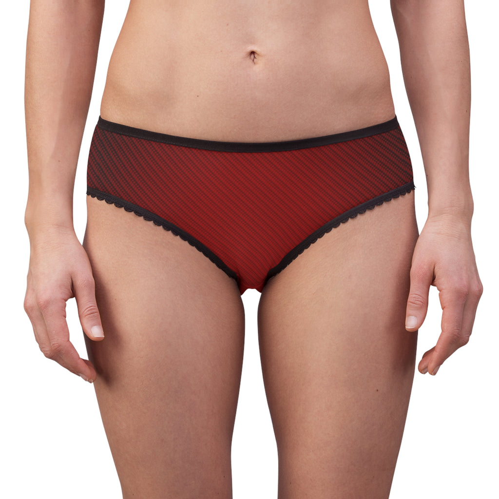 Women's Lace-Trim Vintage Crimson Red Briefs — Comfortable Everyday Bikini Panties