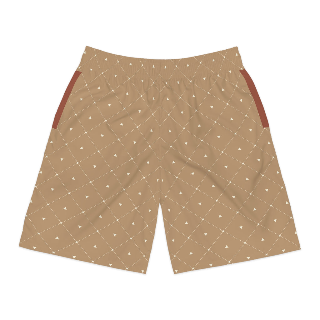 Men's Jogger Shorts - Beige Diamond Dot Casual Athletic Shorts