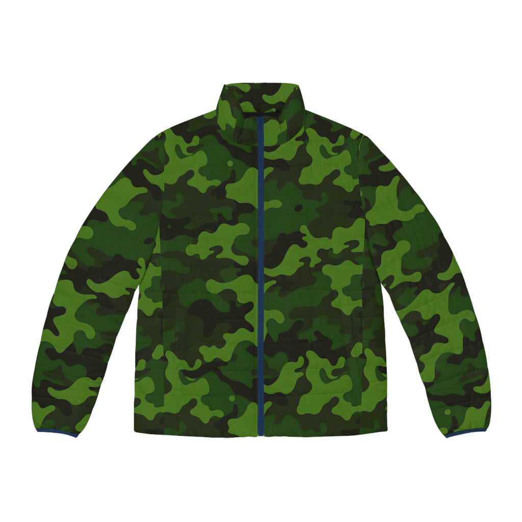Green Camo Pattern Puffer Jacket | Camouflage Outerwear
