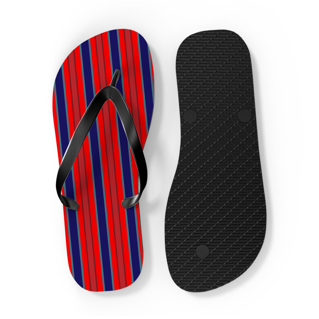Patriotic Red & Blue Striped Flip Flops — Casual Beach Sandals