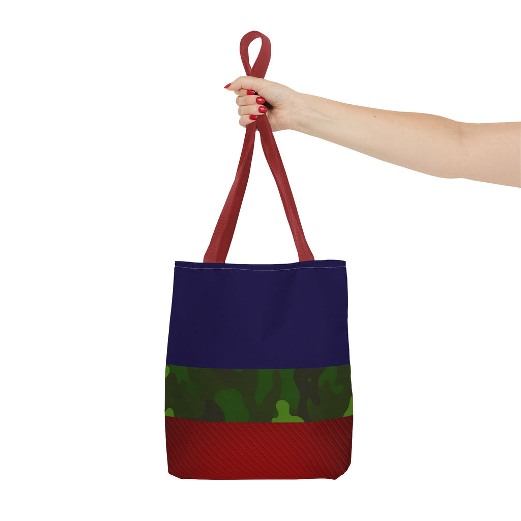 Green Camouflage Tote Bag | Blue Red Green Camo Pattern