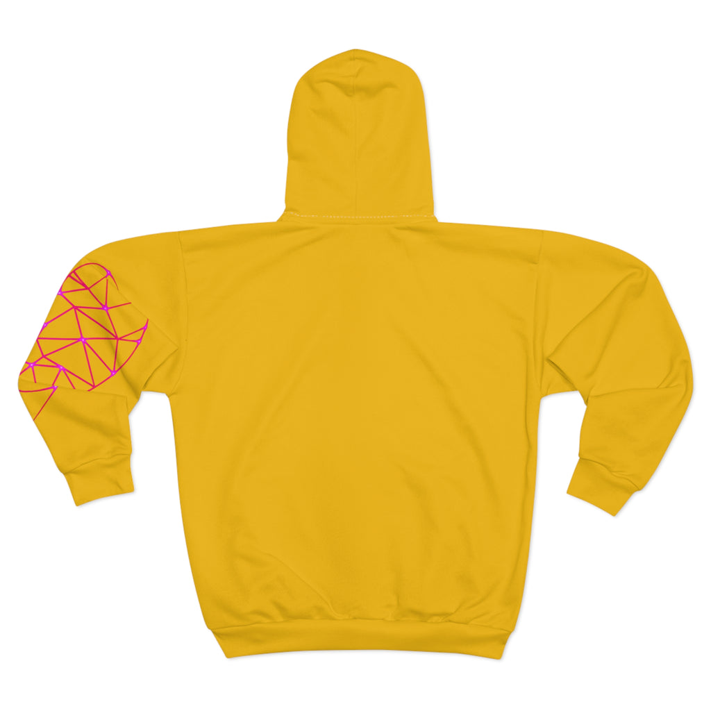 Gold Heart Sleeve Zip Hoodie — Lightweight All-Over Print