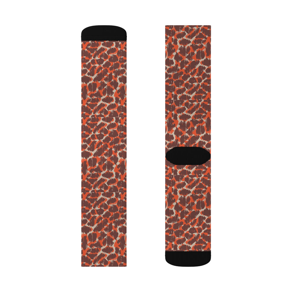 Leopard Print Socks — Bold Orange Cheetah Crew Socks