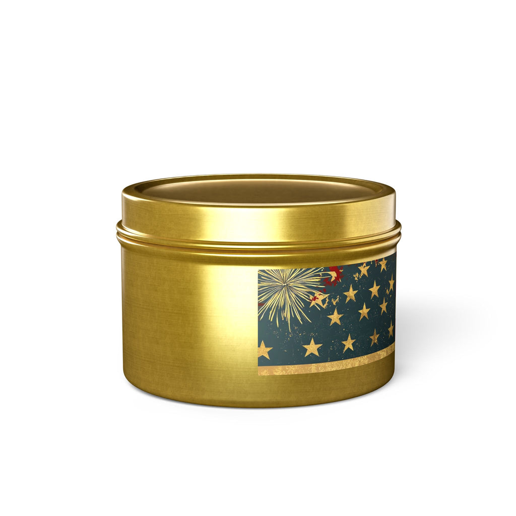 Vintage American Flag Tin Candle | Patriotic Fourth of July Stars & Stripes