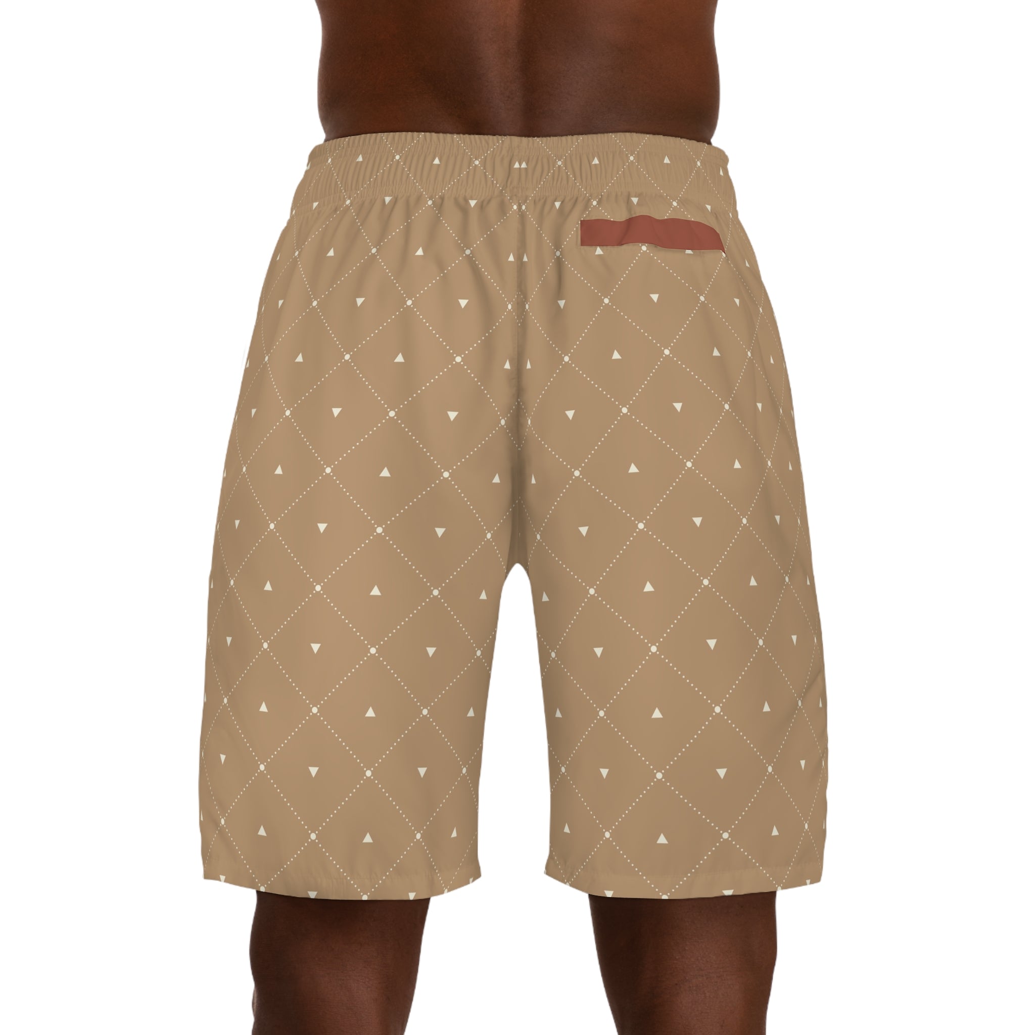 Men's Jogger Shorts - Beige Diamond Dot Casual Athletic Shorts