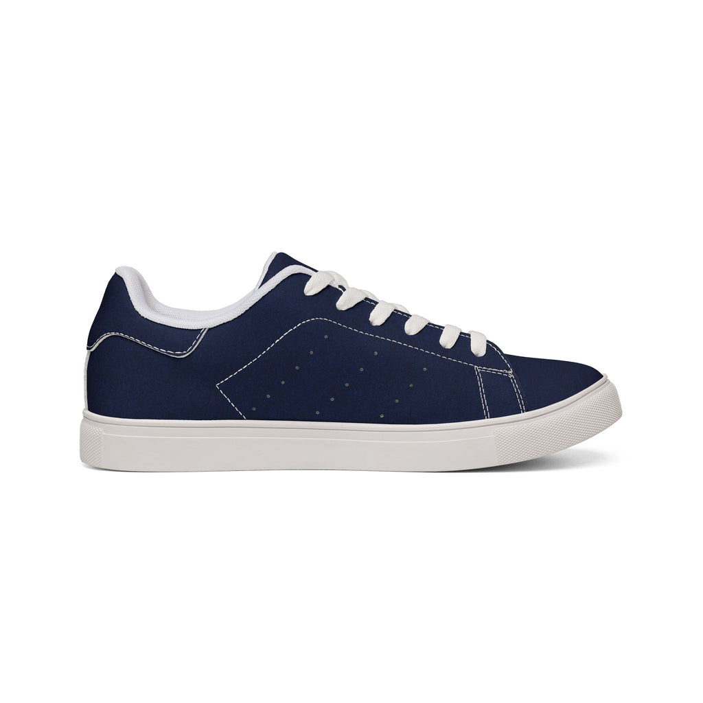Men's Navy Low-Top Leather Sneakers — Classic Casual Streetwear
