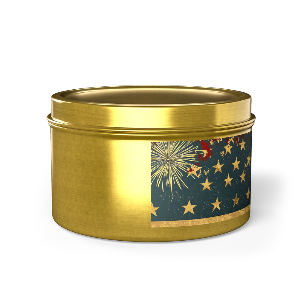 Vintage American Flag Tin Candle | Patriotic Fourth of July Stars & Stripes