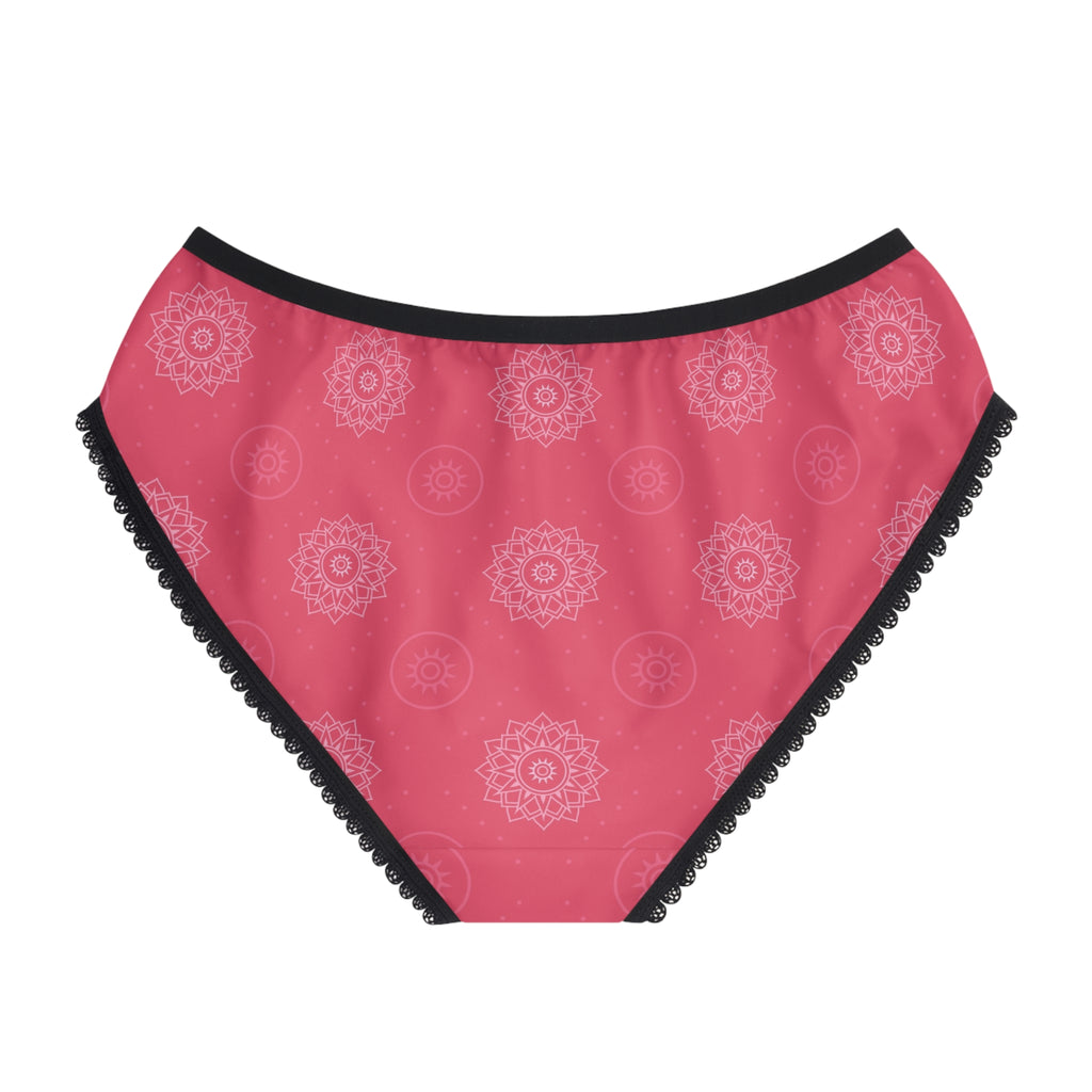 Rose Mandala Women's Briefs — Pink Lace-Trimmed All-Over-Print Underwear