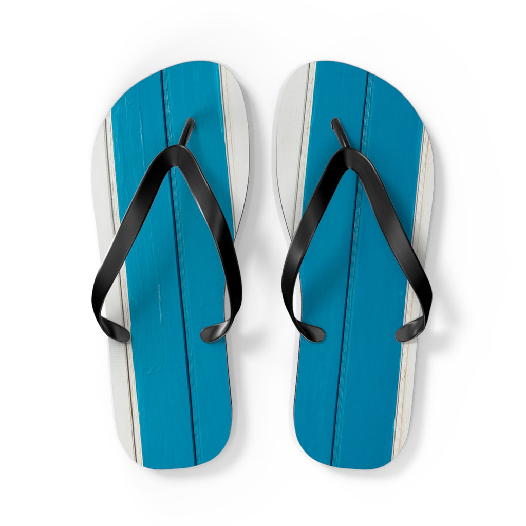 Light Blue Striped Beach Flip Flops – Casual Summer Sandals