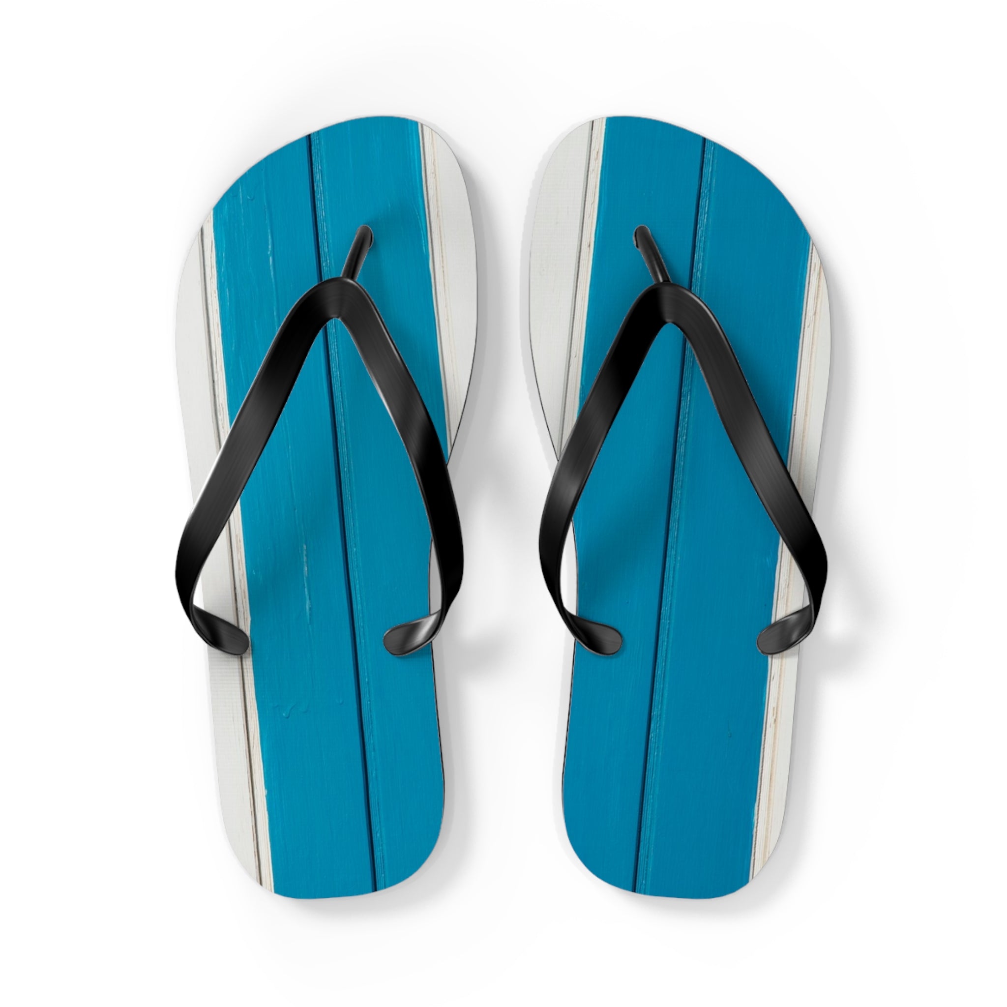 Light Blue Striped Beach Flip Flops – Casual Summer Sandals