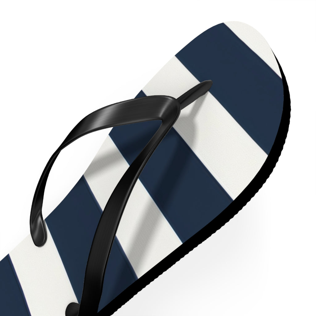 Navy & White Striped Flip Flops — Classic Beach Sandals