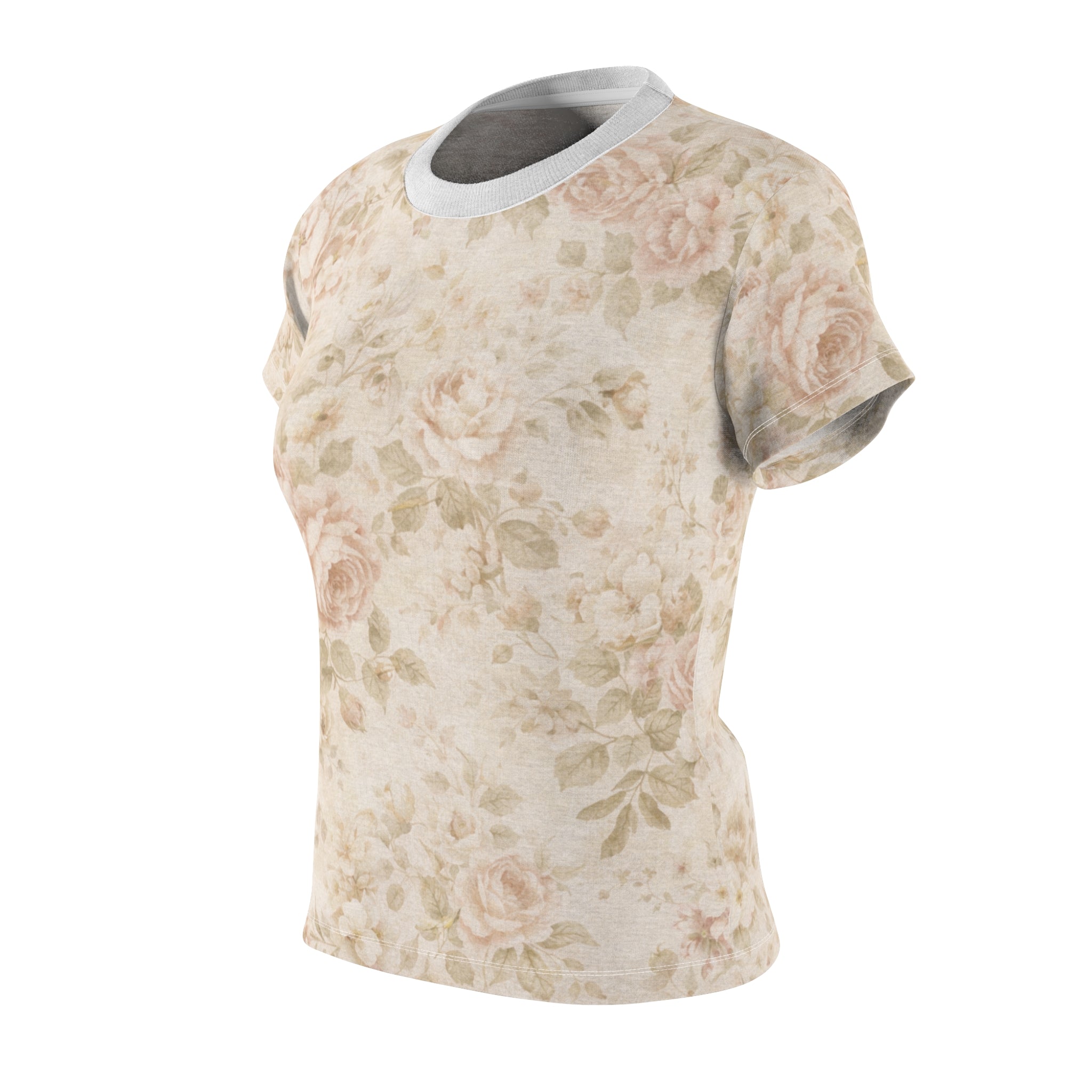 Vintage Blush Rose Floral Print Tee