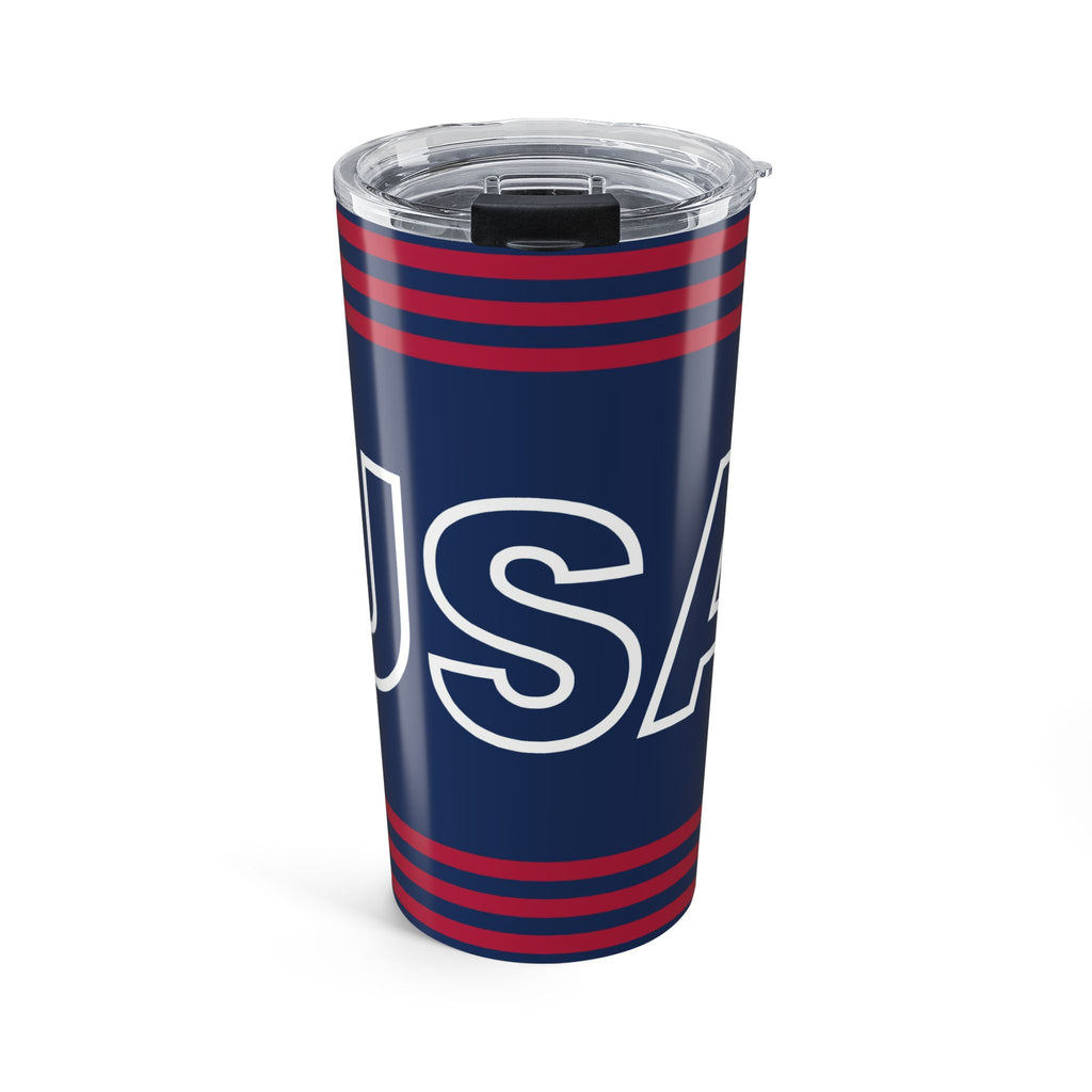 USA Stripes Tumbler 20oz | Navy Blue Red Patriotic Travel Cup