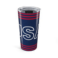 USA Stripes Tumbler 20oz | Navy Blue Red Patriotic Travel Cup