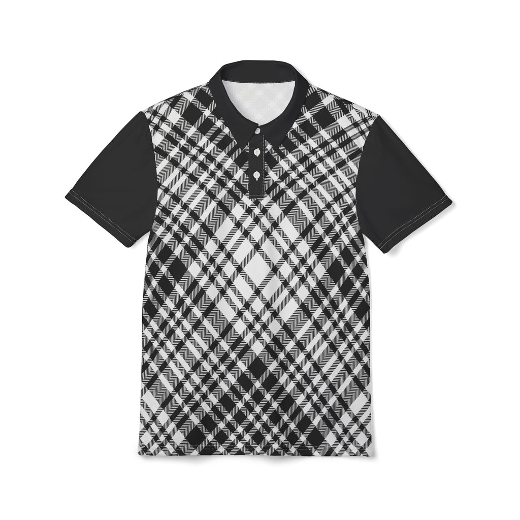 Black & White Plaid Polo Shirt — Classic Check Golf & Casual Tee
