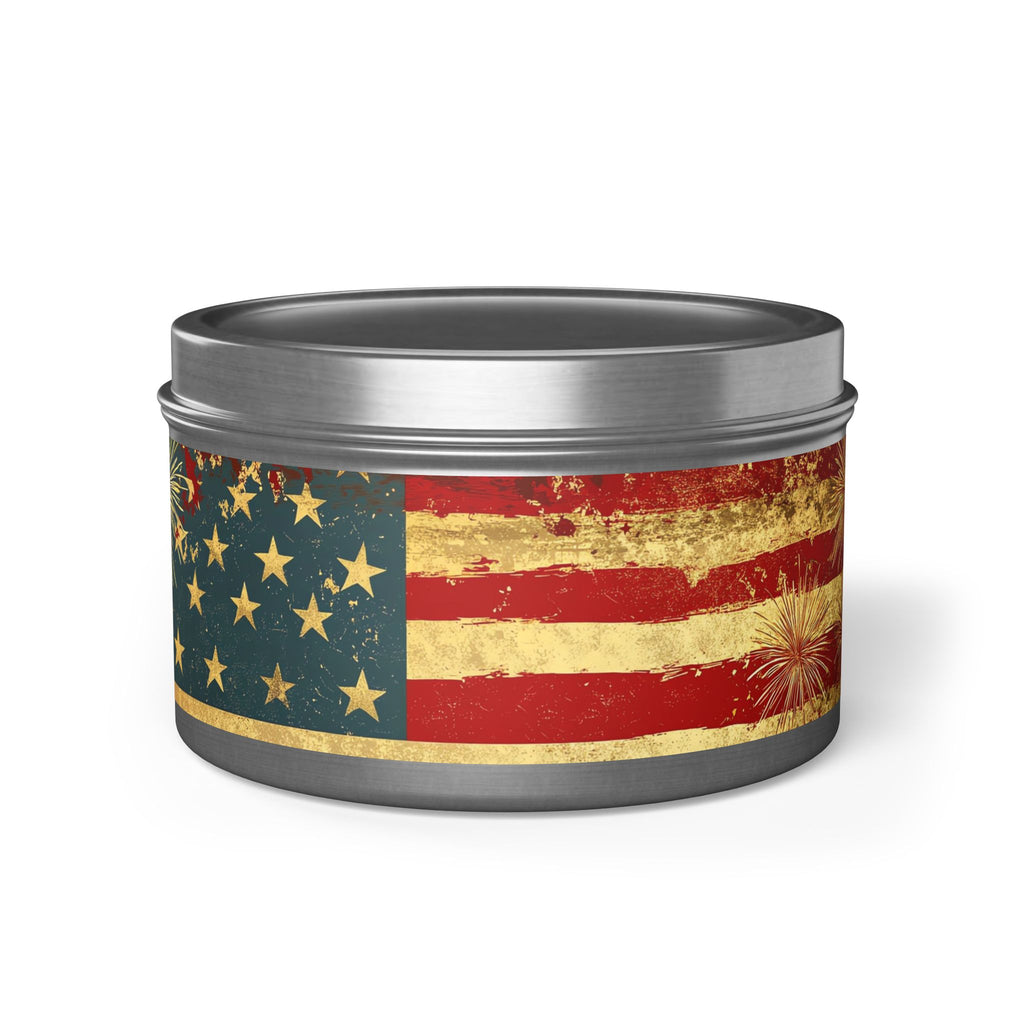 Vintage American Flag Tin Candle | Patriotic Fourth of July Stars & Stripes