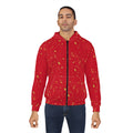Gold Paint Splatter Confetti Red Zip Hoodie | Splatter Pattern Hoodie