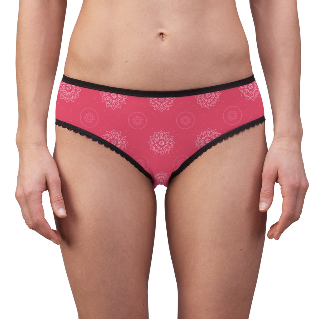 Rose Mandala Women's Briefs — Pink Lace-Trimmed All-Over-Print Underwear