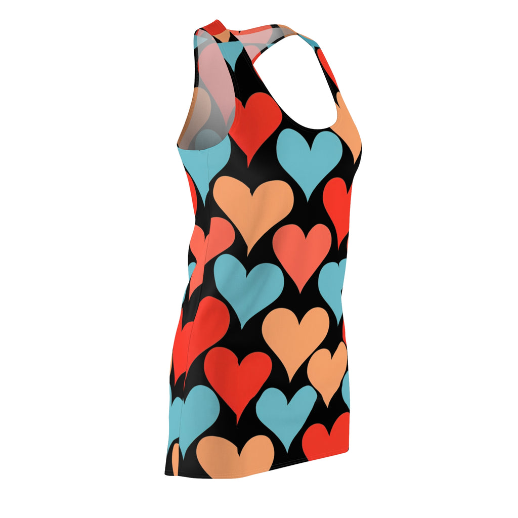 Retro Color Block Hearts Dress Valentine's Day