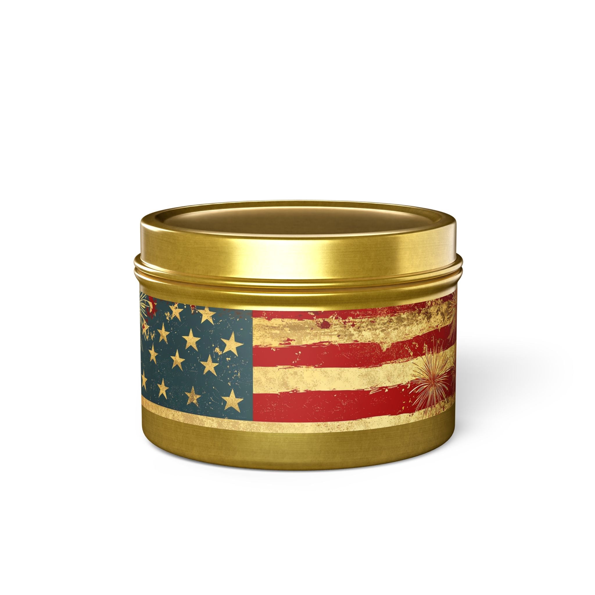 Vintage American Flag Tin Candle | Patriotic Fourth of July Stars & Stripes