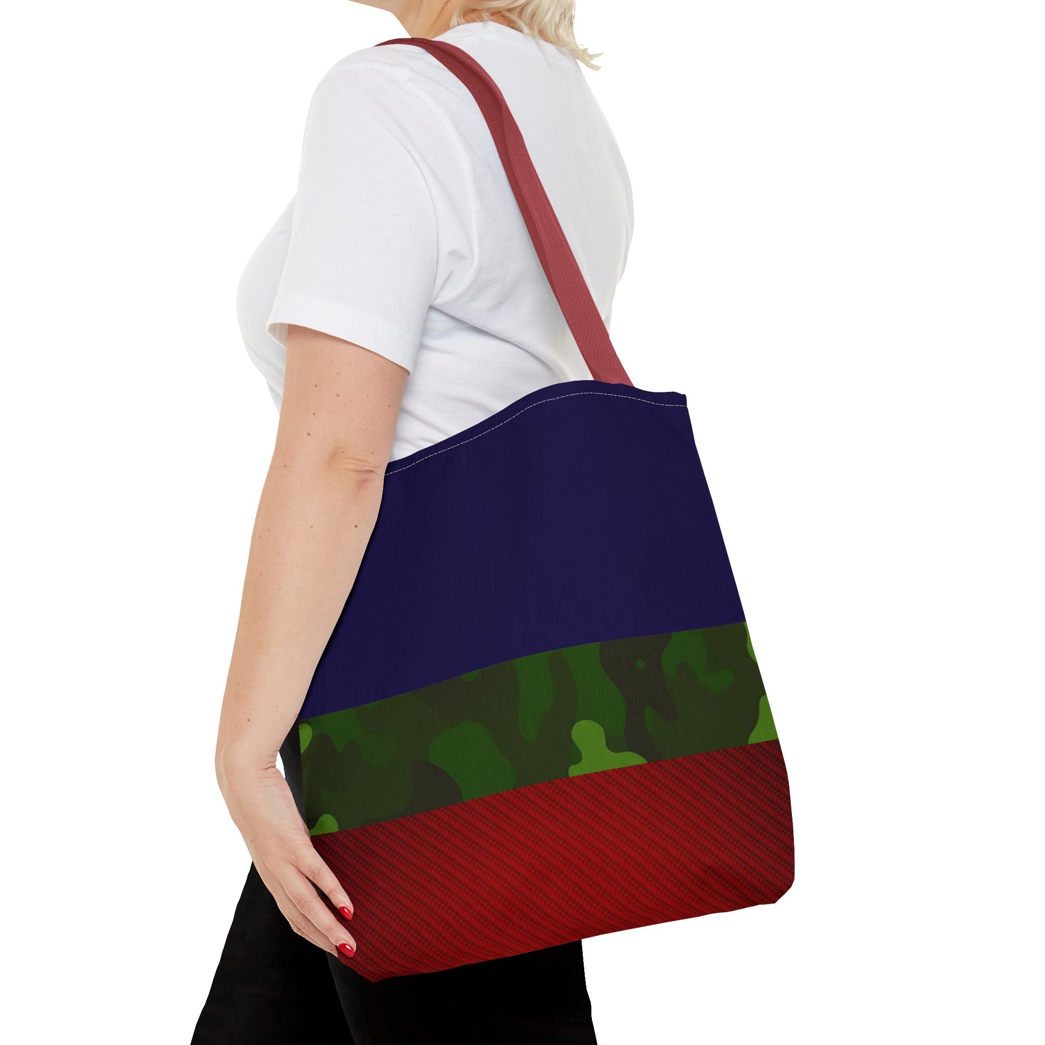 Green Camouflage Tote Bag | Blue Red Green Camo Pattern