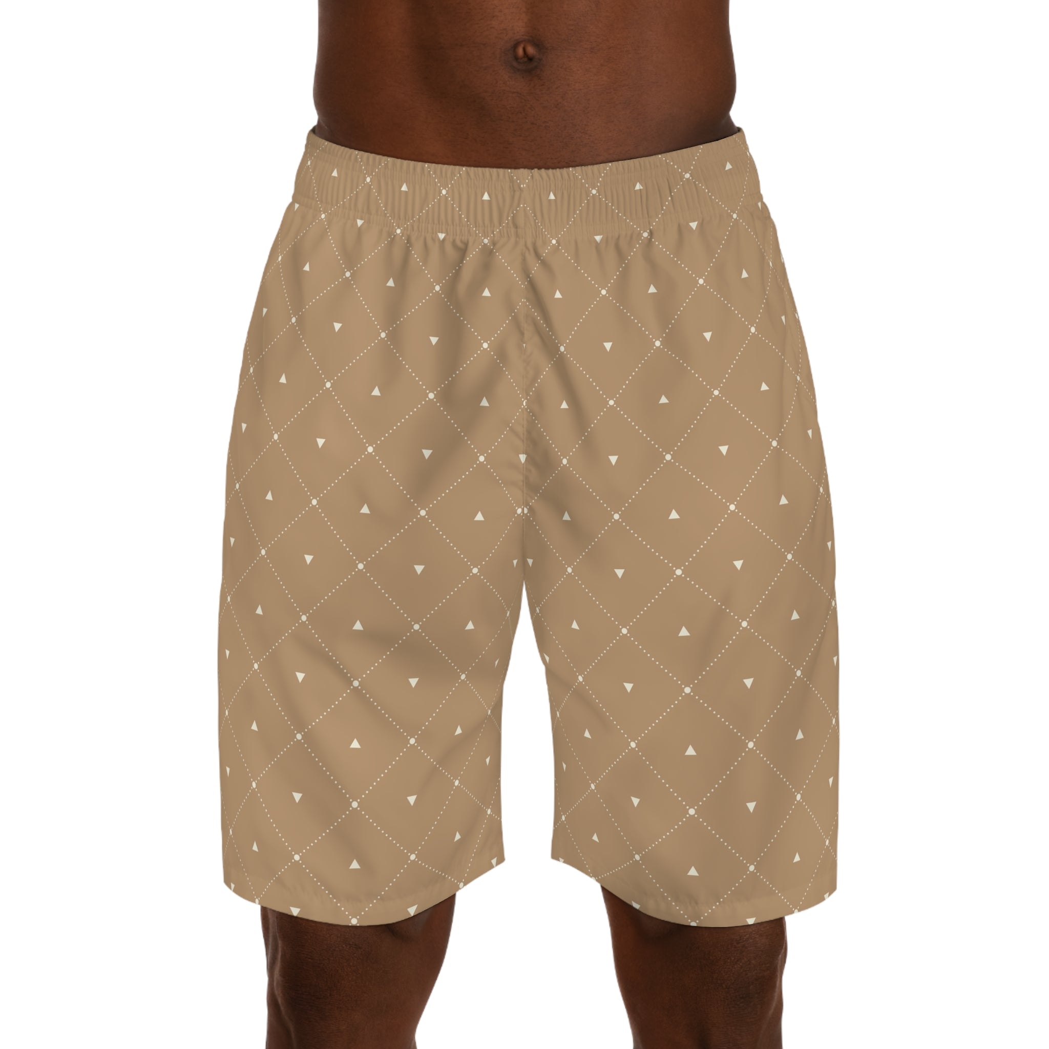 Men's Jogger Shorts - Beige Diamond Dot Casual Athletic Shorts