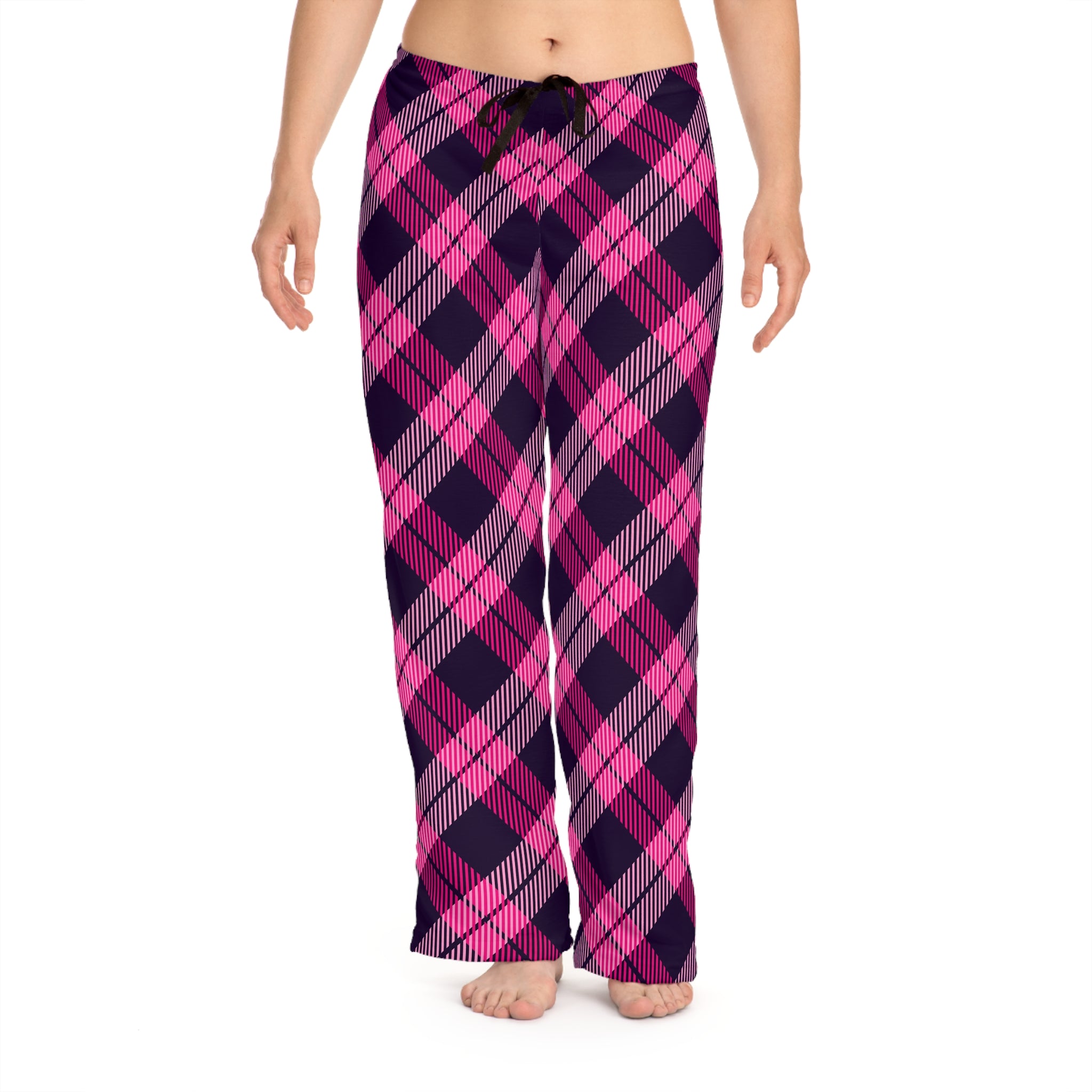 Pink Navy Plaid Pajama Pants | All-Over Print Lounge Sleepwear