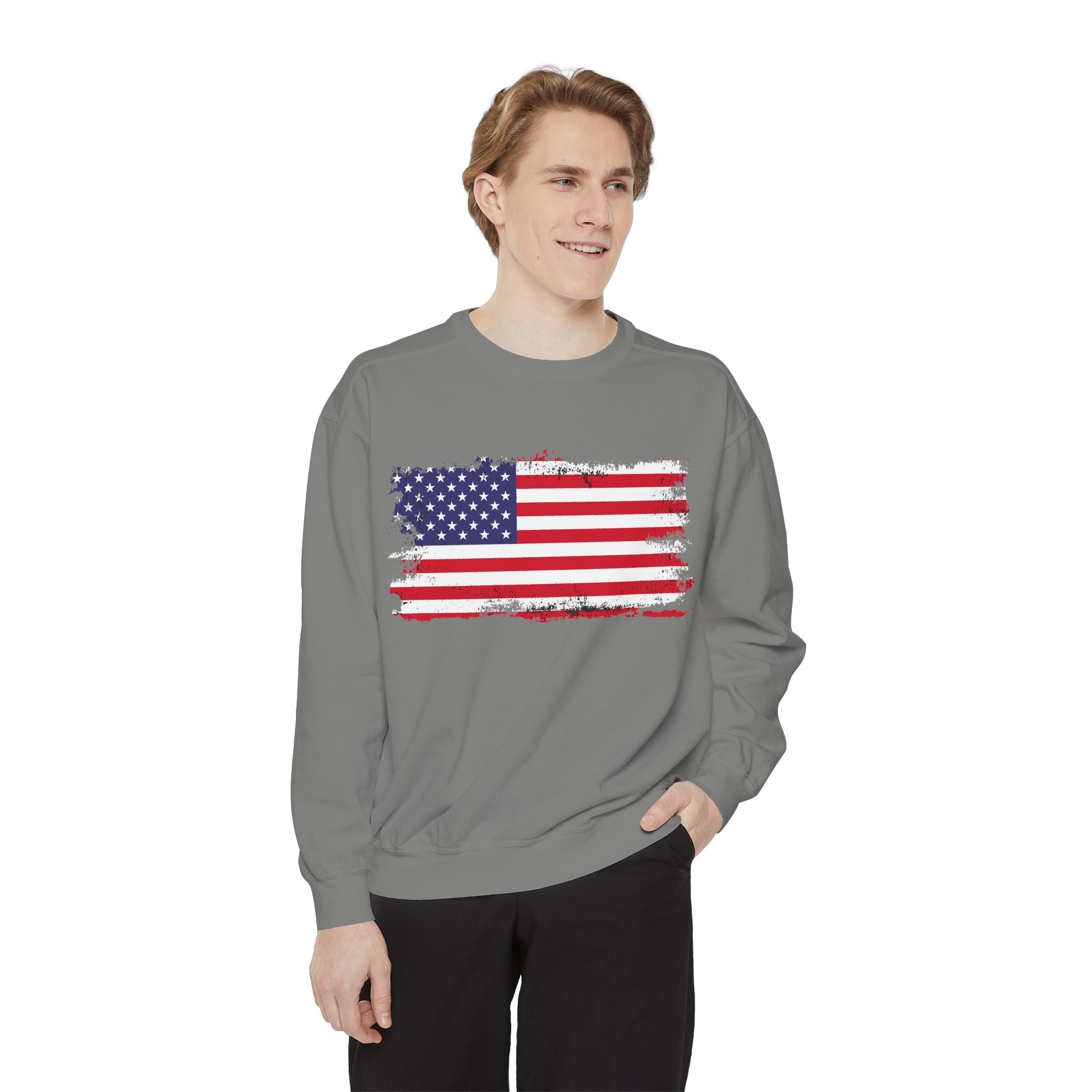 Distressed American Flag sweatshirt | Vintage USA Stars Stripes Crewneck