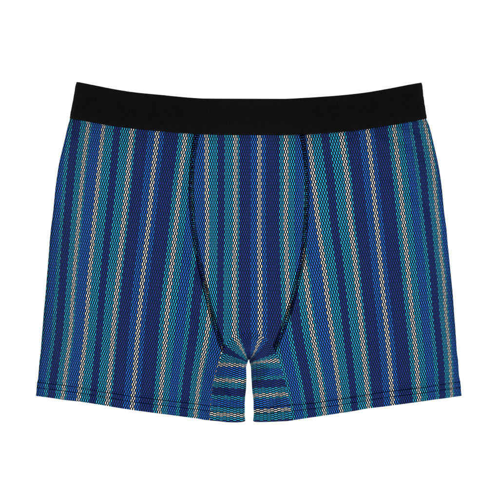 Striped Blue Men’s Boxer Briefs — All-Over Pattern Comfortable Undergarment