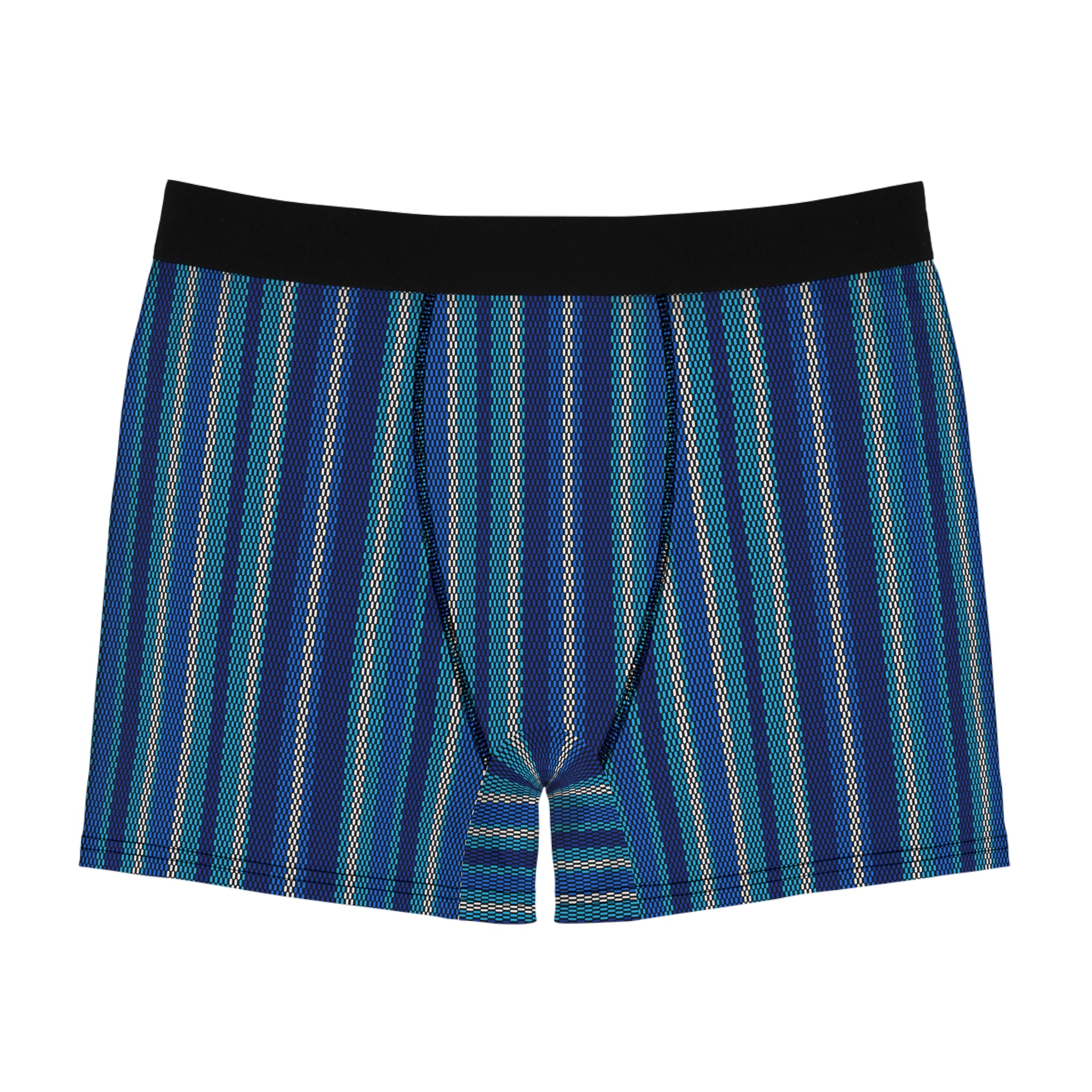 Striped Blue Men’s Boxer Briefs — All-Over Pattern Comfortable Undergarment