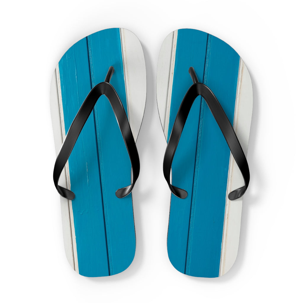 Light Blue Striped Beach Flip Flops – Casual Summer Sandals