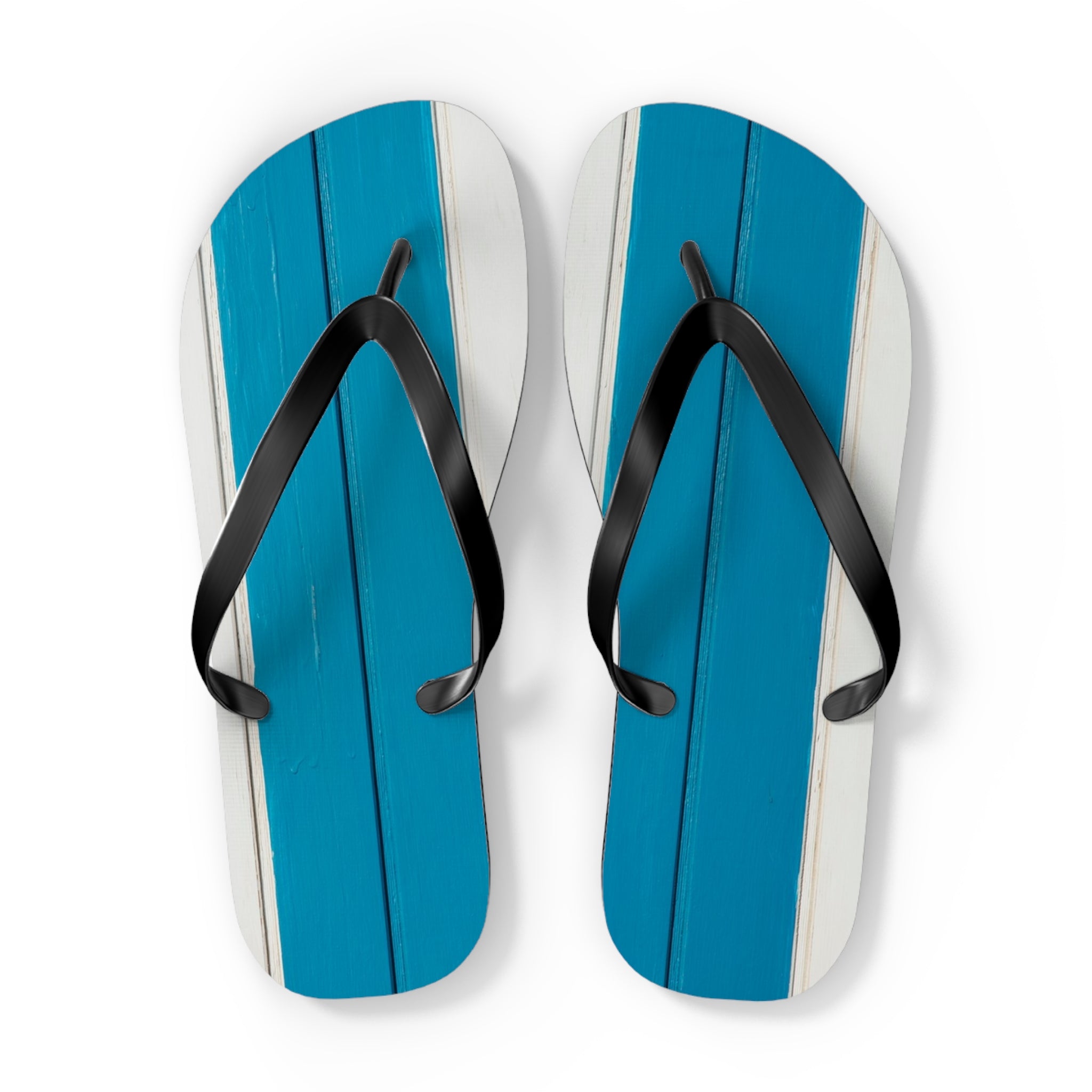 Light Blue Striped Beach Flip Flops – Casual Summer Sandals