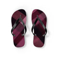 Plum Plaid Flip Flops — Women's Burgundy Check Beach Sandals