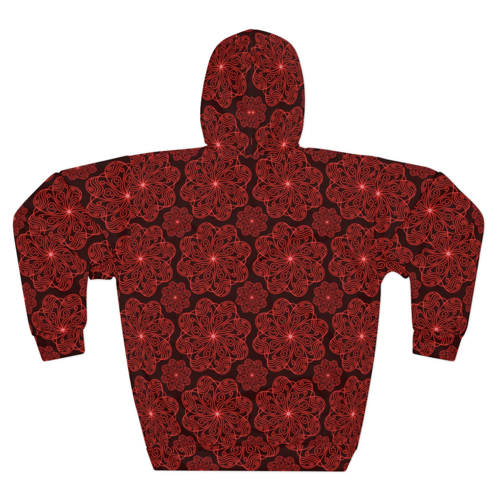 Red Floral Mandala Hoodie | All-Over Print Pullover