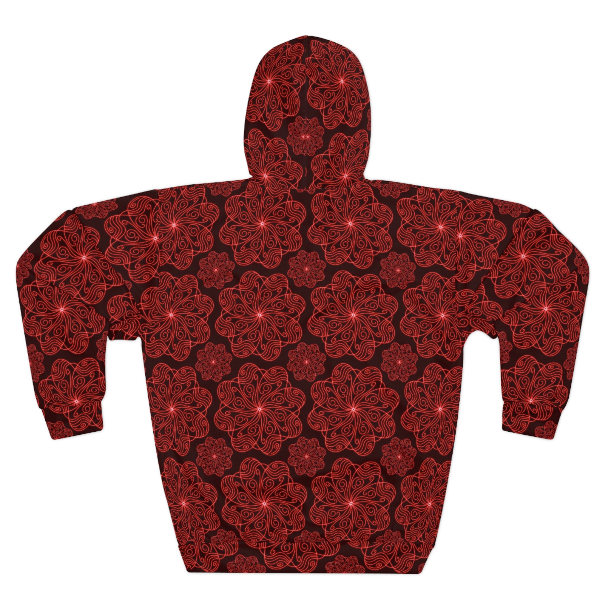 Red Floral Mandala Hoodie | All-Over Print Pullover