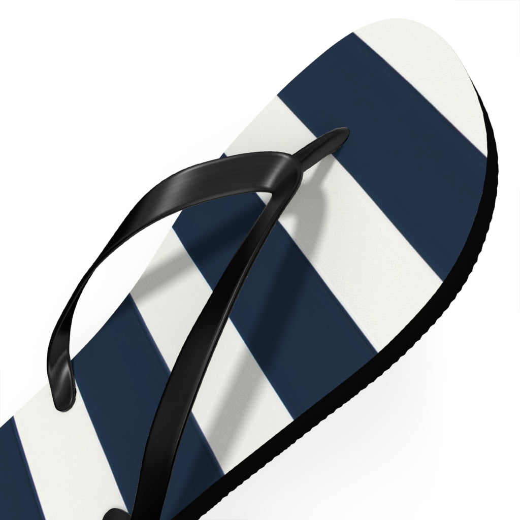 Navy & White Striped Flip Flops — Classic Beach Sandals
