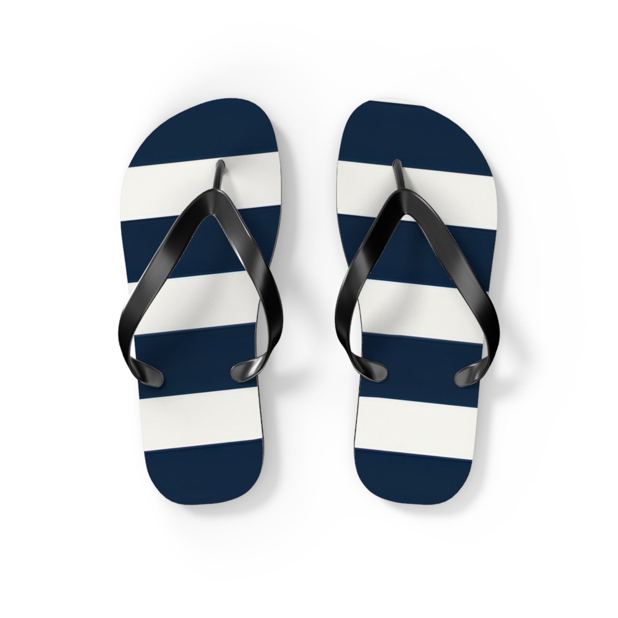 Navy & White Striped Flip Flops — Classic Beach Sandals