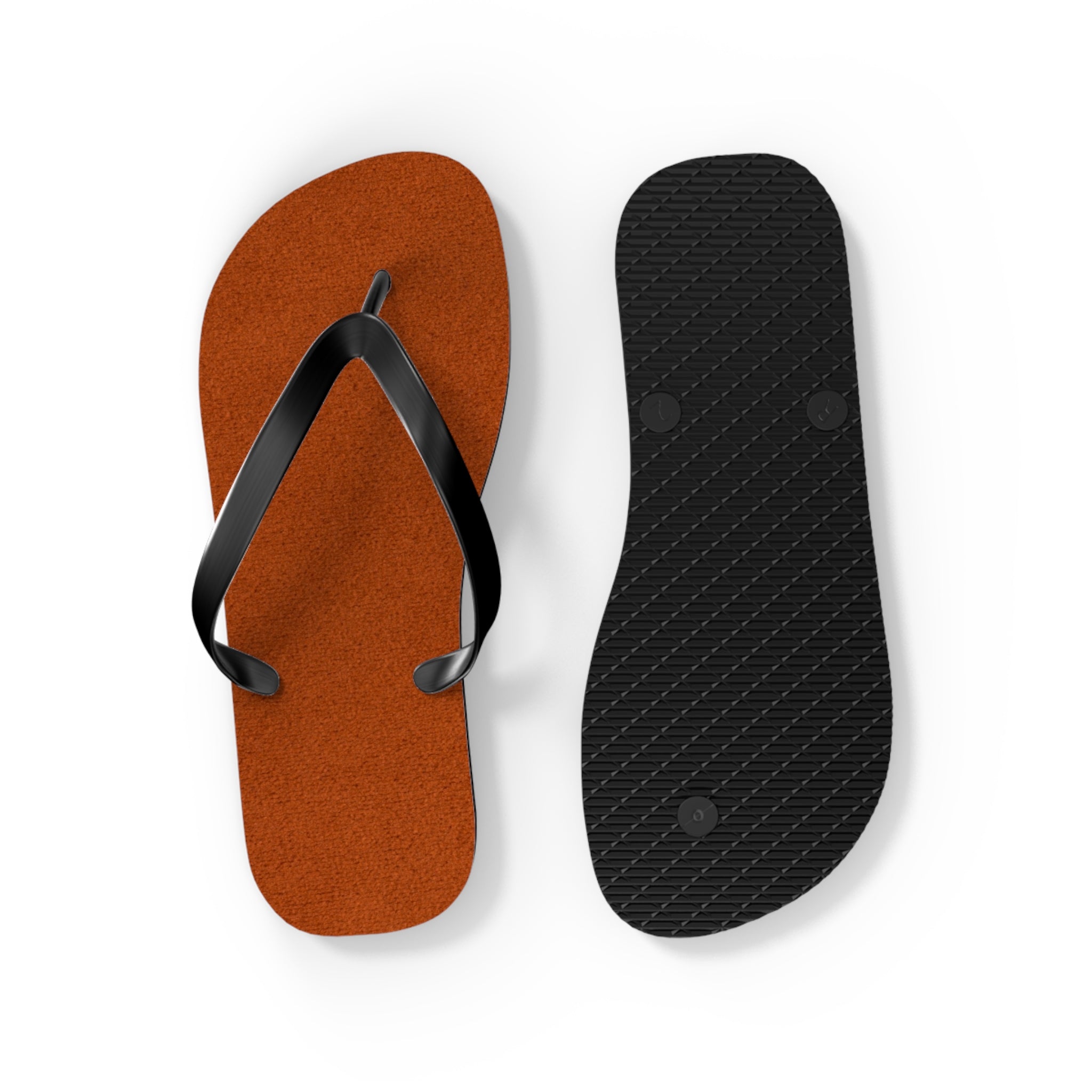 Rust Suede Flip Flops – Casual Beach Sandals with Black Straps