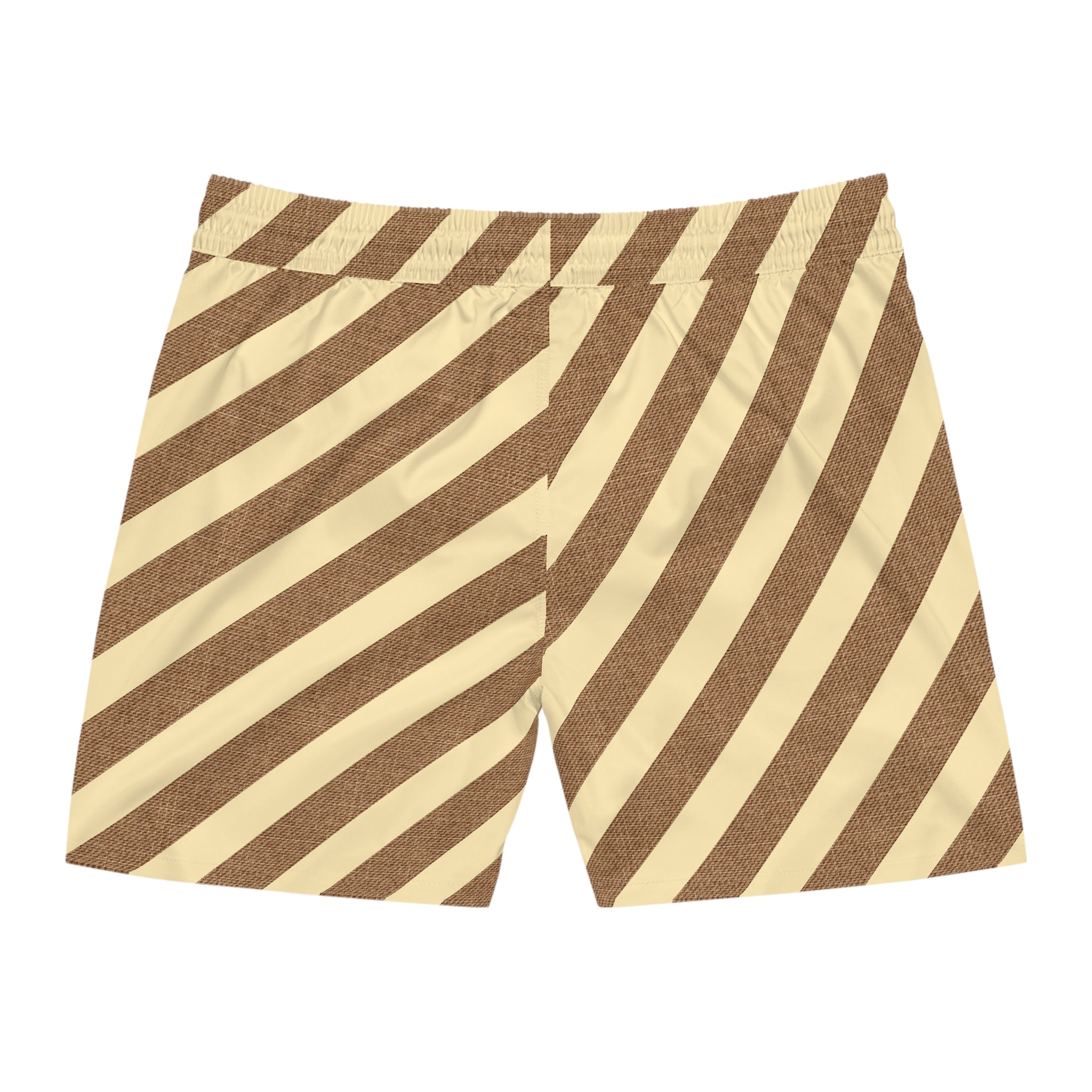 Diagonal Brown Stripe Men's Swim Shorts — Retro Beach Trunks